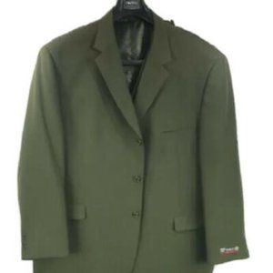 Pacelli Men's Green Suit 3 Piece Pleated Front Unhemmed Pants Wide Leg Size 60R